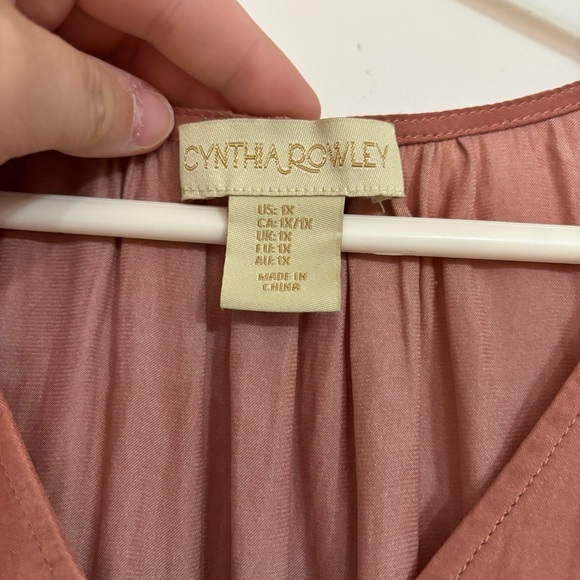 Cynthia Rowley Blush Mauve Pink Lightweight Blouse With Flowy Sleeves Size 1X - Picture 3 of 9